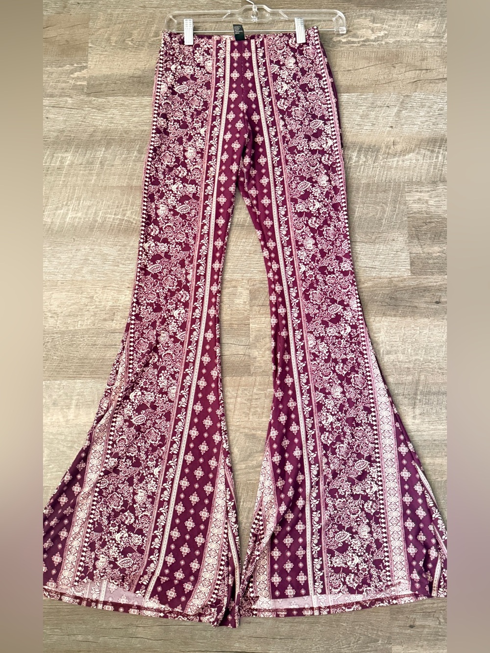 Forever 21 Plum Floral Print Flared Pants
